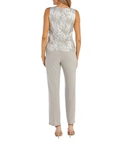 R & M Richards Petite Size 3/4 Sleeve Round Neck 3-Piece Pant Set