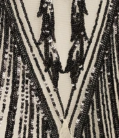 R & M Richards Petite Size Short Sleeve Sweetheart Neck Sequin Panel Godet Embellished Dress