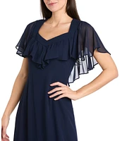 R & M Richards Petite Size Sweetheart Neck Drop Waist Midi Dress