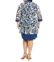 R & M Richards Plus Size 2-Piece Printed Jacket Dress