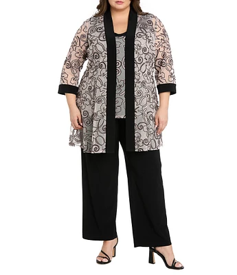 R & M Richards Plus Size 2-Piece Ribbon Soutache Pant Set