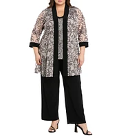 R & M Richards Plus Size 2-Piece Ribbon Soutache Pant Set