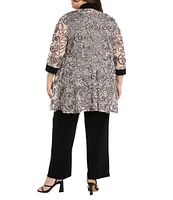 R & M Richards Plus Size 2-Piece Ribbon Soutache Pant Set