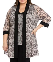 R & M Richards Plus Size 2-Piece Ribbon Soutache Pant Set