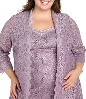 R & M Richards Plus Size 2-Piece Scalloped Lace Jacket Dress