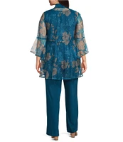R & M Richards Plus Size 3-Piece Sequin Mesh Pant Set