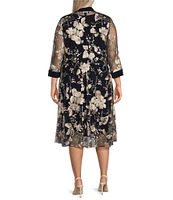 R & M Richards Plus Size 3/4 Sleeve Crew Neck Floral 2-Piece Jacket Dress