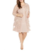 R & M Richards Plus Size 3/4 Sleeve Crew Neck Soutache 2-Piece Jacket Dress