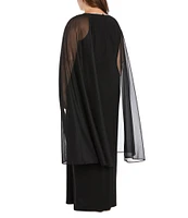 R & M Richards Plus Size Beaded Crew Neck Sheath Dress