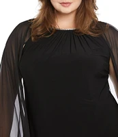 R & M Richards Plus Size Beaded Crew Neck Sheath Dress