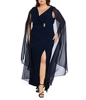 R & M Richards Plus Size Chiffon Duster Cape Dress