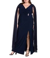 R & M Richards Plus Size Chiffon Duster Cape Dress