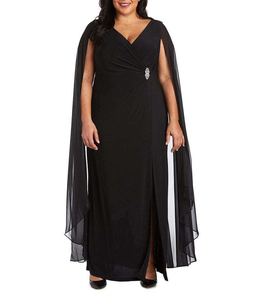 R & M Richards Plus Size Chiffon Duster Cape Dress