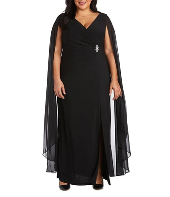 R & M Richards Plus Size Chiffon Duster Cape Dress