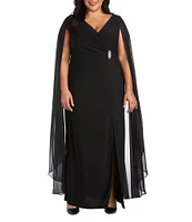 R & M Richards Plus Size Chiffon Duster Cape Dress
