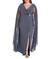 R & M Richards Plus Size Chiffon Duster Cape Dress