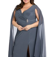 R & M Richards Plus Size Chiffon Duster Cape Dress