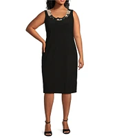 R & M Richards Plus Size Embroidered Soutache Sequin Jacket Dress