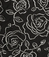 R & M Richards Plus Size Floral Braid Embroidered Soutache Crew Neck Short Sleeve Flounce Hem Midi Dress