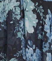 R & M Richards Plus Size Halter Keyhole Floral Chiffon A-Line Maxi Dress