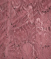 R & M Richards Plus Size Keyhole Neck Glitter Lace Mermaid Gown