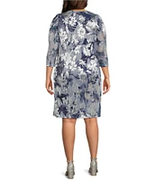R & M Richards Plus Size Metallic Foil Print 2-Piece Jacket Dress