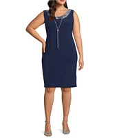 R & M Richards Plus Size Metallic Foil Print 2-Piece Jacket Dress
