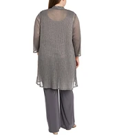 R & M Richards Plus Size Crinkle Metallic 3-Piece Pant Set