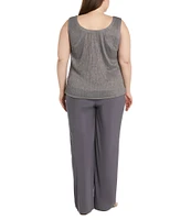 R & M Richards Plus Size Crinkle Metallic 3-Piece Pant Set
