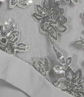 R & M Richards Plus Size Side Slit Sequin Lace Poncho Dress