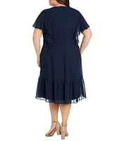 R & M Richards Plus Size Sweetheart Neck Drop Waist Midi Dress