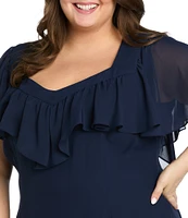 R & M Richards Plus Size Sweetheart Neck Drop Waist Midi Dress