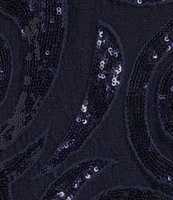 R & M Richards Plus Size Scoop Neck 3/4 Sleeve Swirl Sequin Jacket 2-Piece Pant Set