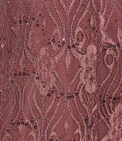 R & M Richards Scalloped Bodice Keyhole Neck Glitter Lace Mermaid Gown