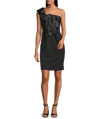 R & M Richards Scuba Strapless Bow Sleeveless Sheath Dress