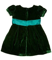 Rachel Riley Baby Girls 12-24 Months Short Sleeve Velvet Bow Dress