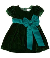 Rachel Riley Baby Girls 12-24 Months Short Sleeve Velvet Bow Dress