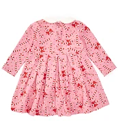 Rachel Riley Baby Girls 12-24 Months Peter Pan Collar Christmas Candy Cane Jersey Dress