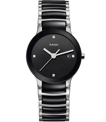 RADO Unisex Centrix Diamonds Analog Black and Silver Dial Bracelet Watch