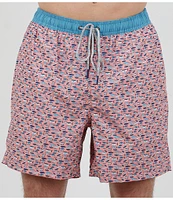 Rainforest Pool Of Fish Print 6#double; Inseam Swim Trunks