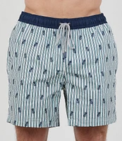 Rainforest Seersucker Pineapple Stripe 6#double; Inseam Swim Trunks