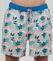 Rainforest Tropical Floral Print 6#double; Inseam Swim Trunks