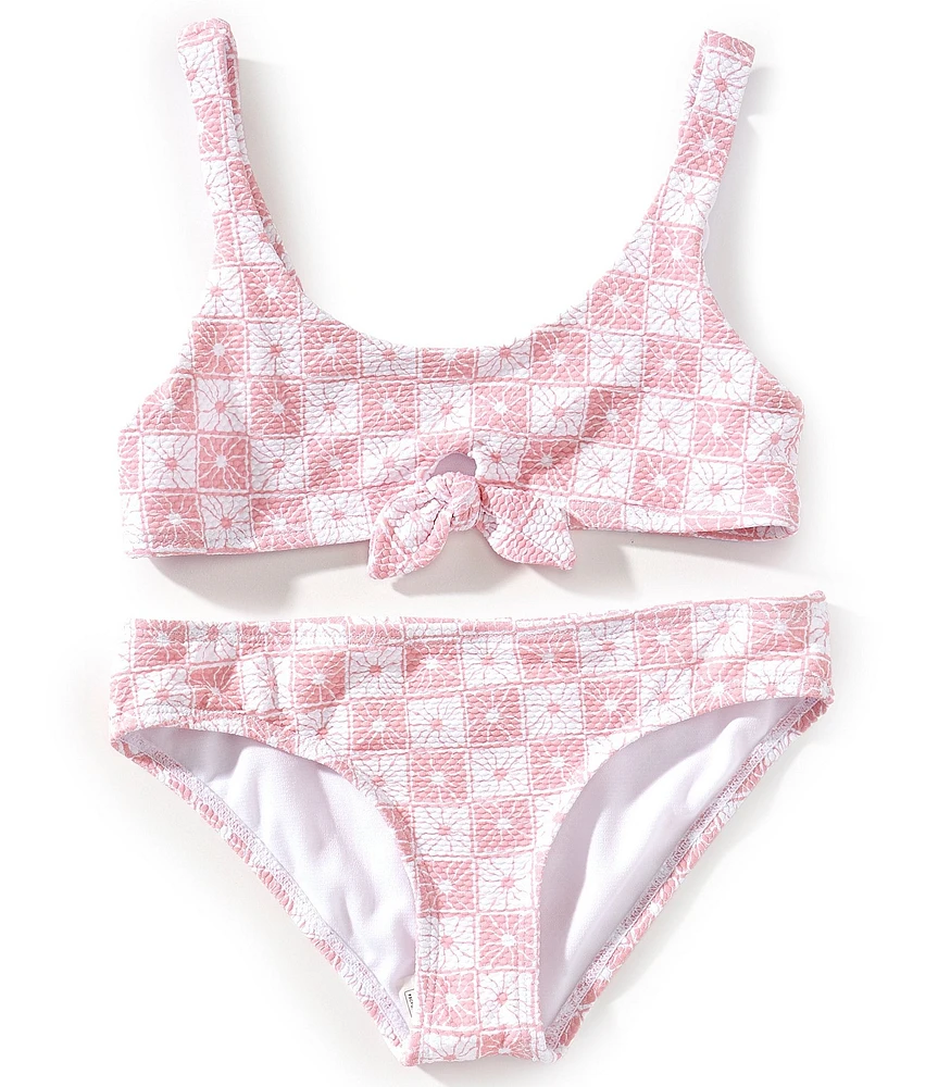 Raisins Big Girls 7-16 Check Print Tie Front Bralette Top & Hipster Bottom 2-Piece Swim Set