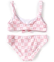 Raisins Big Girls 7-16 Check Print Tie Front Bralette Top & Hipster Bottom 2-Piece Swim Set