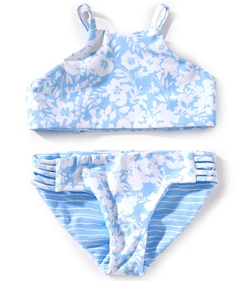 Raisins Big Girls 7-16 Flora/Striped Reversible Tankini Top & Hipster Bottom Two-Piece Swimsuit