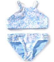 Raisins Big Girls 7-16 Flora/Striped Reversible Tankini Top & Hipster Bottom Two-Piece Swimsuit