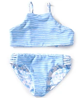 Raisins Big Girls 7-16 Flora/Striped Reversible Tankini Top & Hipster Bottom Two-Piece Swimsuit