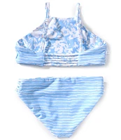 Raisins Big Girls 7-16 Flora/Striped Reversible Tankini Top & Hipster Bottom Two-Piece Swimsuit