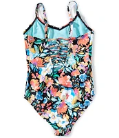 Raisins Big Girls 7-16 Nori Floral Printed Tank Strappy Back 1-Piece Swimsuit