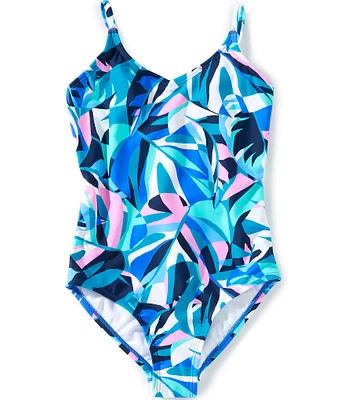 Raisins Big Girls 7-16 Nori Tropical Floral Print Tank Strappy Back 1-Piece Swimsuit